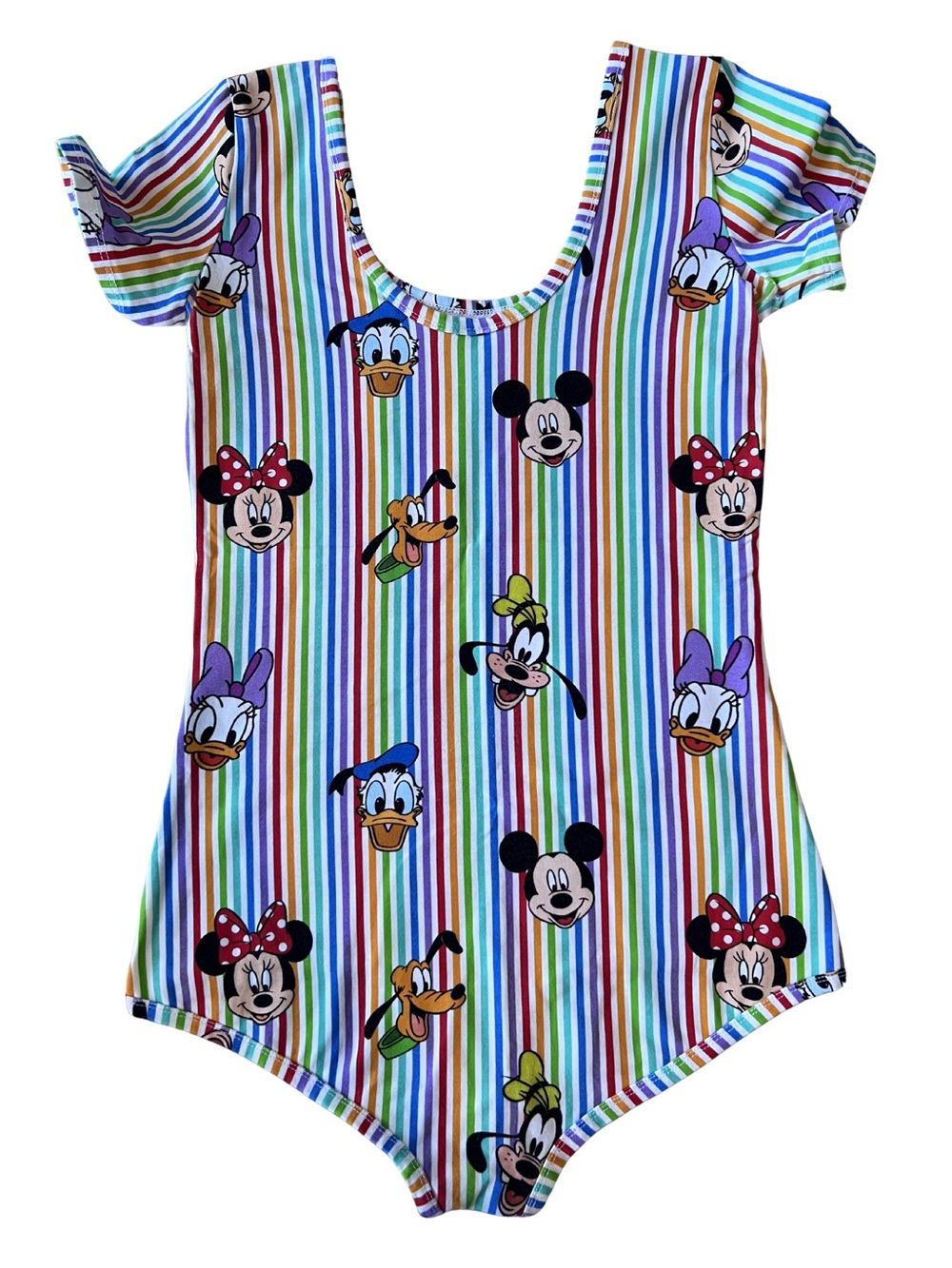 EXTREMELY RARE Disney Characters Rainbow Stripe Wild Rich Kids Leotard - Picture 2 of 5